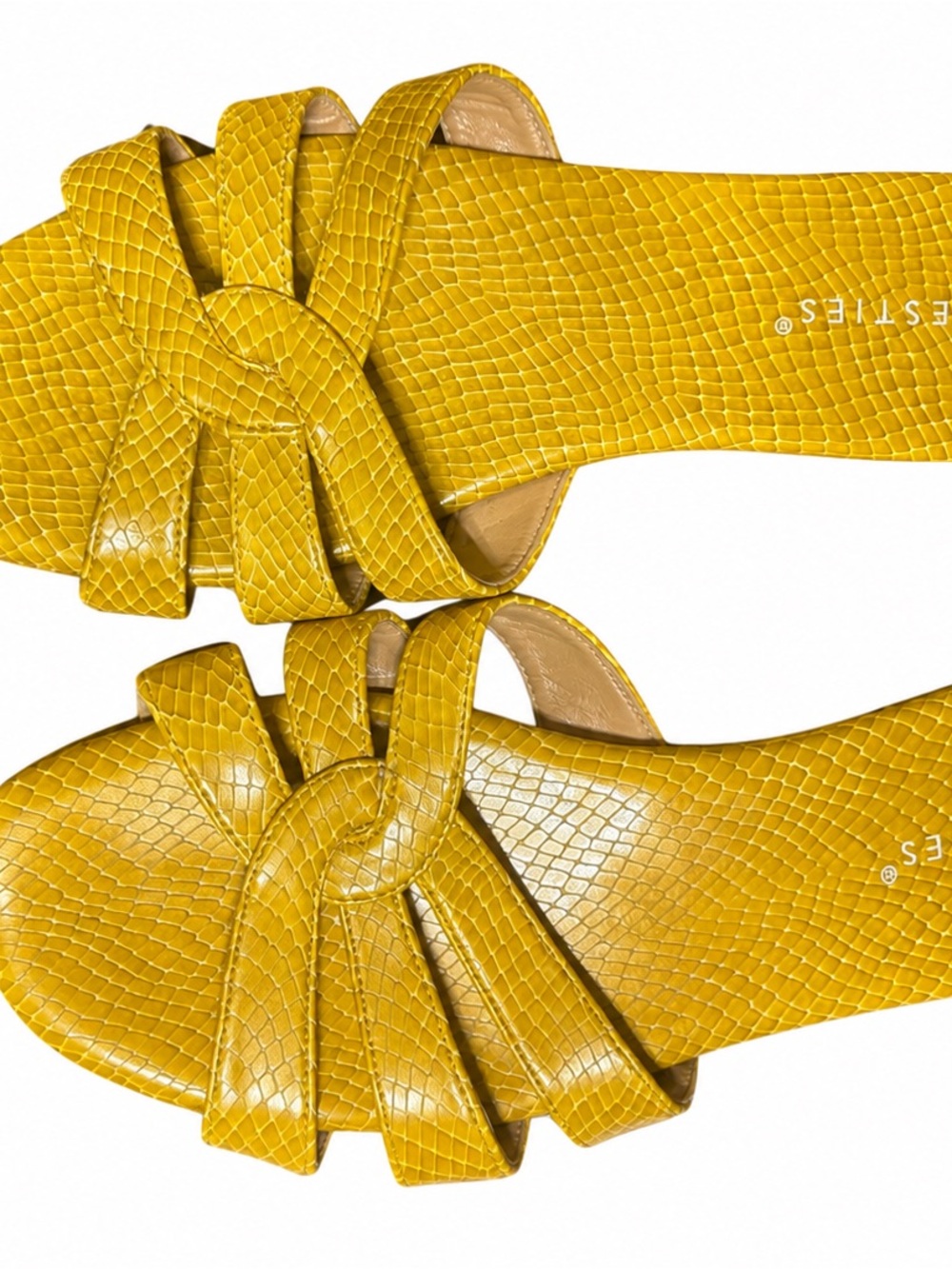 Nine West Yellow Woven Knot Slide Sandals